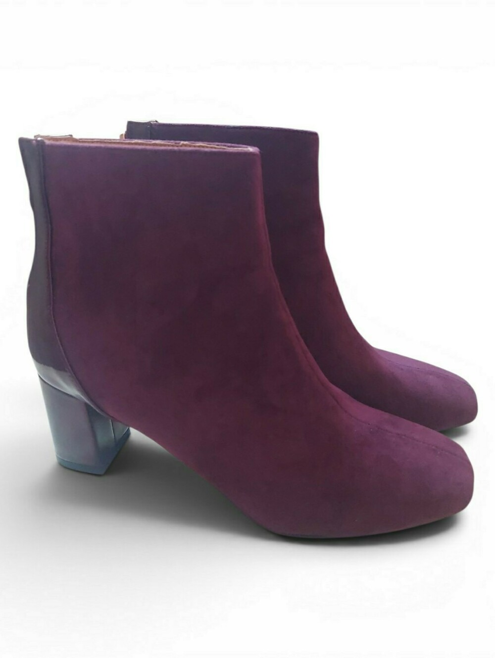 Burgandy Faux Suede Ankle Boots, Size 10 EUC